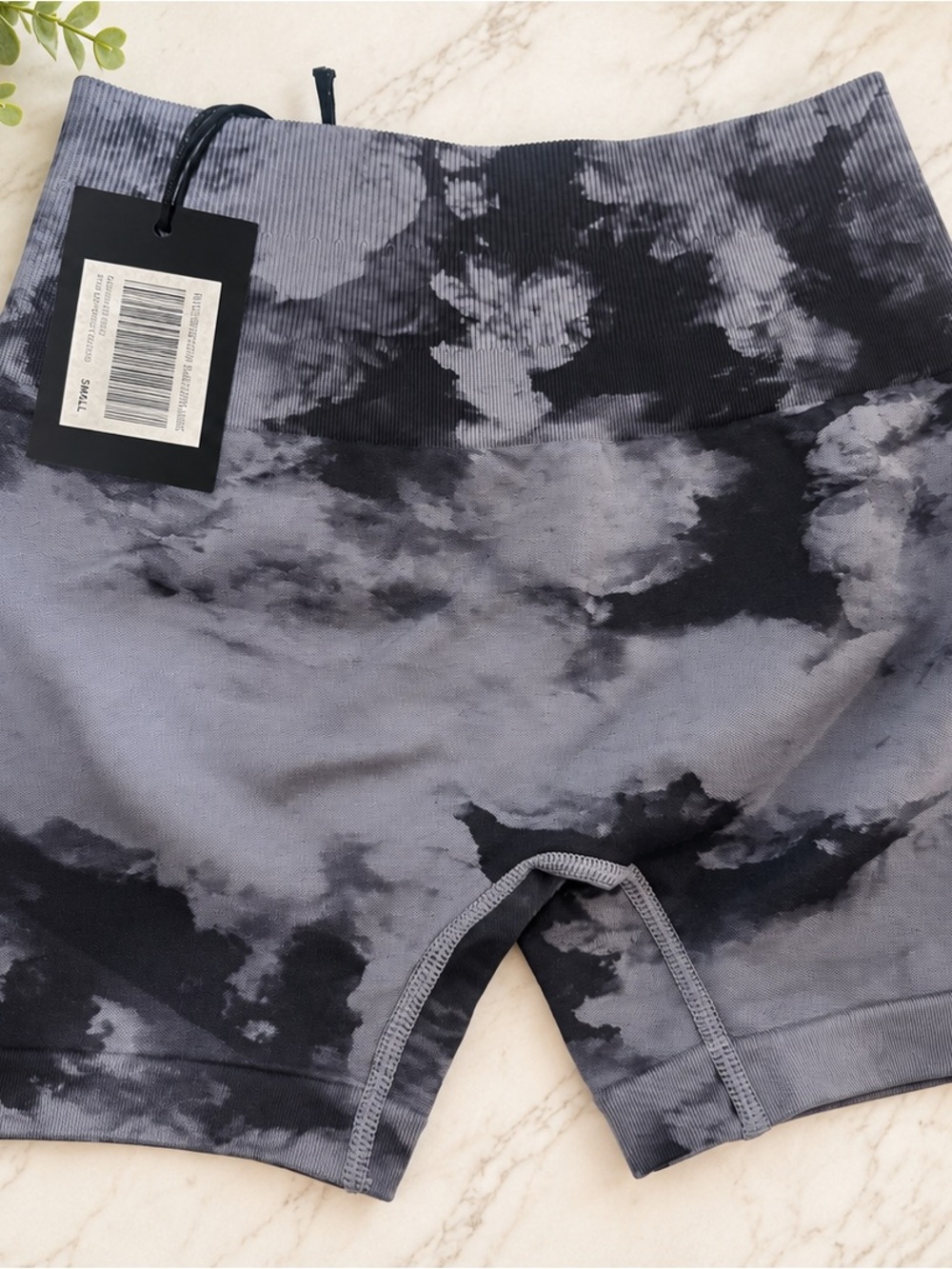 Darc Sport Women's Cloud Print Athletic Shorts in Black & Gray